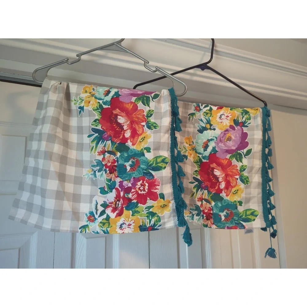 The Pioneer Woman Sweet Romance Blossoms 5pc Curtain Tier Valance Set NWOT